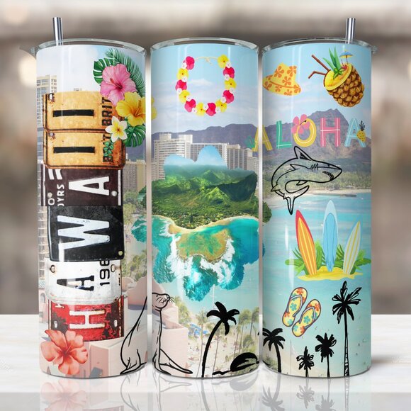 Hawaii Tumbler, Aloha Tumbler, Beach Tumbler, Island Vibes Cup, 20oz Tumbler - Picture 1 of 7